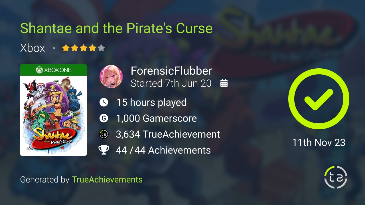 Shantae and the Pirate's Curse achievement summary